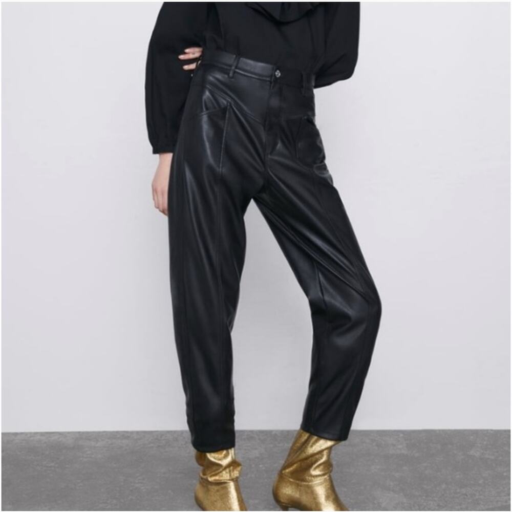 ZARA 80's Corsy Faux Leather Pants Size 2
